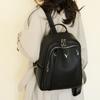 Leather Backpack Women's Solid Color Large Capacity Travel Backpack