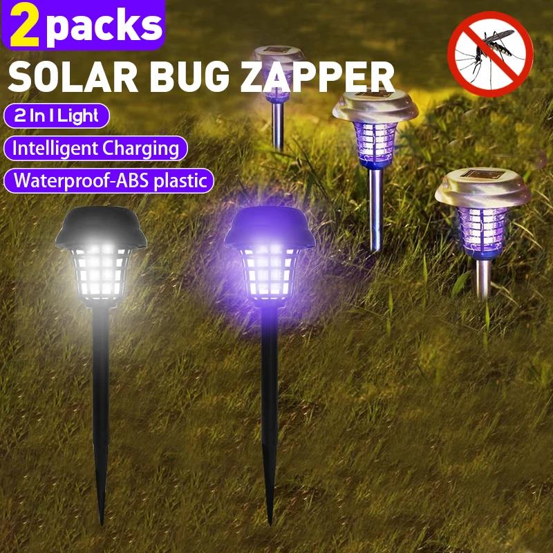 2/4pcs Solar Bug Zapper Waterproof,Outdoor Mosquito Zapper, Lighting Mosquito Repellent Lamp for Indoor Outdoor Use Garden Patio