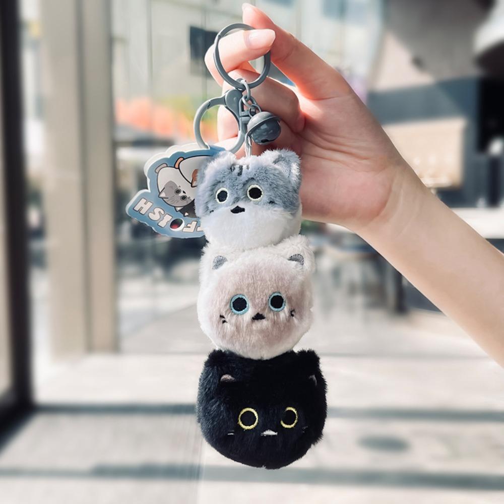 Lifelike Animal Cat Keychain Fluffy Simulation Cat Plush  Key Ring  Kids Gifts
