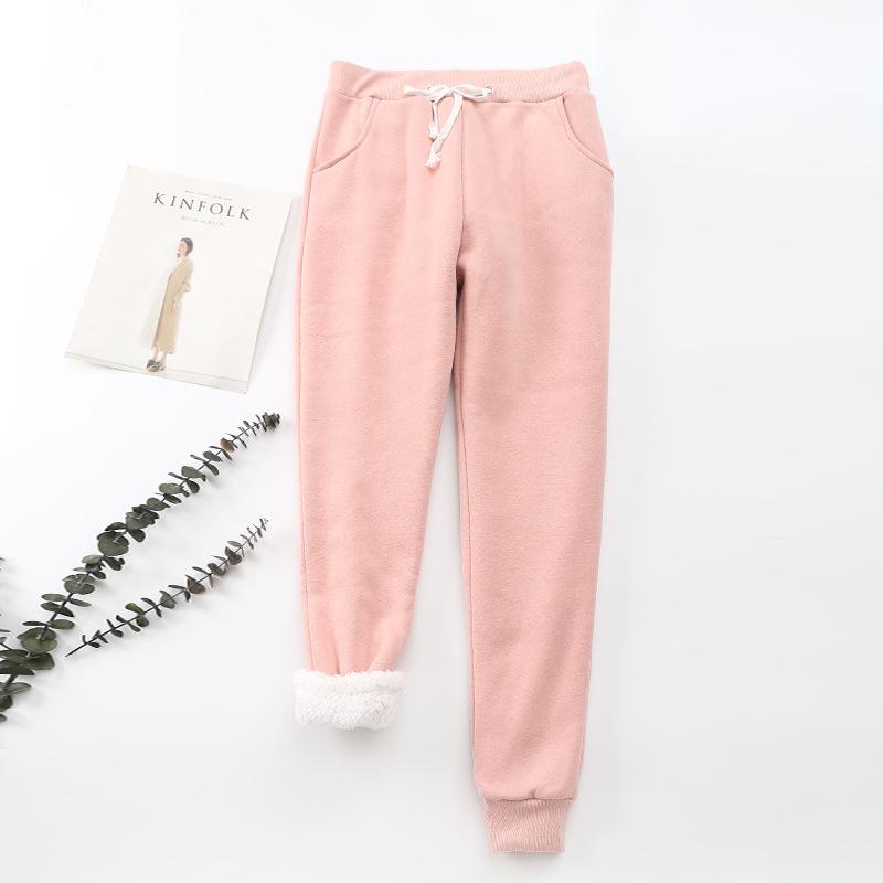 Women's Fleece-Lined Jogger Sweatpants - Warm Winter Lounge Pants with Pockets, High-Waist Cozy Drawstring Pants for Cold Weather