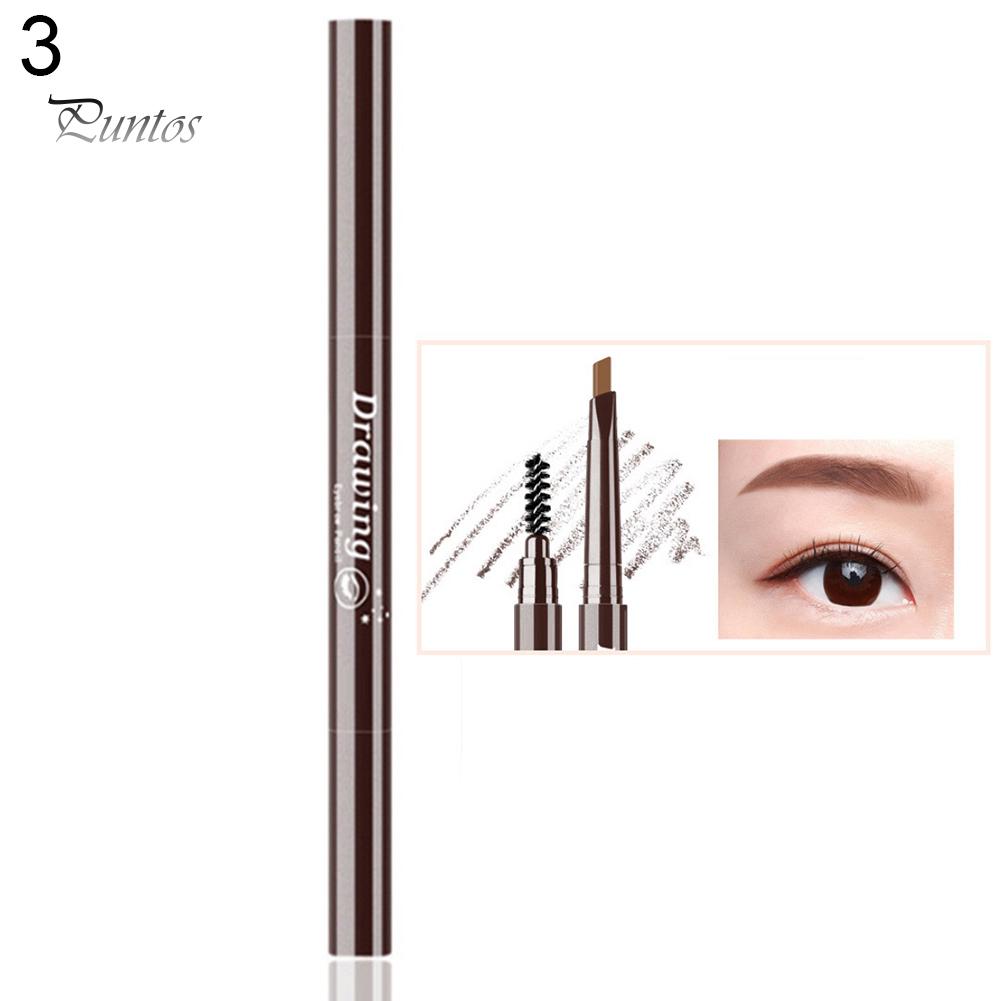 Puntos Dual Head Automatic Rotary Triangle Eyebrow Pencil Brush Non Smudge Eye Cosmetic