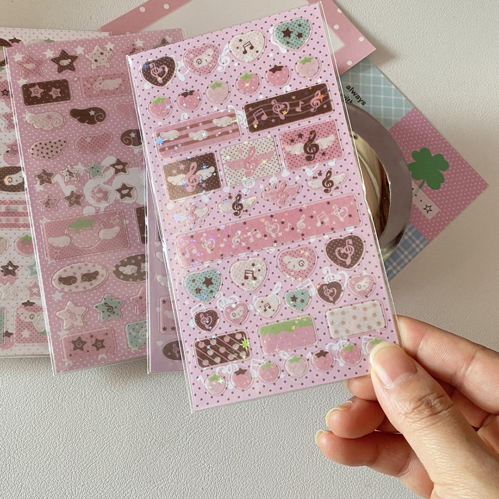 Strawberry Star Musical Note Stickers DIY Sticker For Phone Camera Luggage Earphone Decoration Handmade Materials Stickers