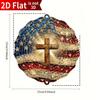 American Flag Wind Spinner 2D Stainless Steel Cross Car Rearview Mirror Decor for Garden Yard Balcony Window Outdoor Decoration