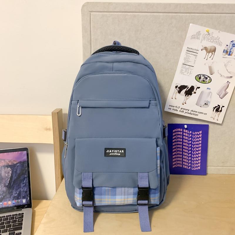 Student Backpack Couple Backpack Campus Plaid School Bag