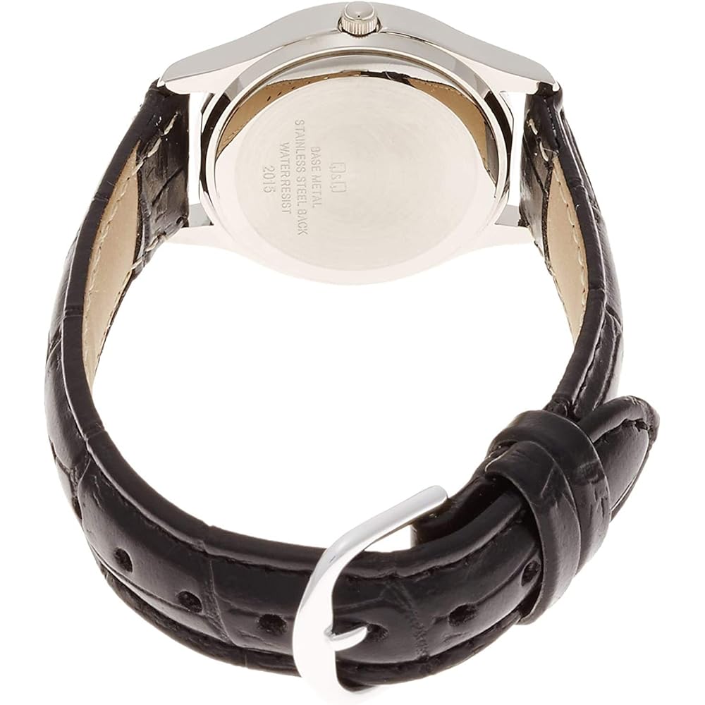 Citizen Q&Q Damen-Analoguhr, Wasserdicht, Datumsanzeige, Lederarmband, D015-304, Schwarz