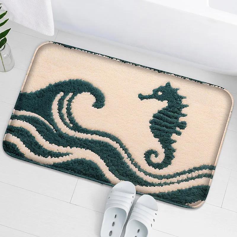 Octopus Pattern Anti Slip Floor Mat, Household Absorbent Foot Mat, Decorative Mat, Bathroom Small Carpet, Soft and Comfortable