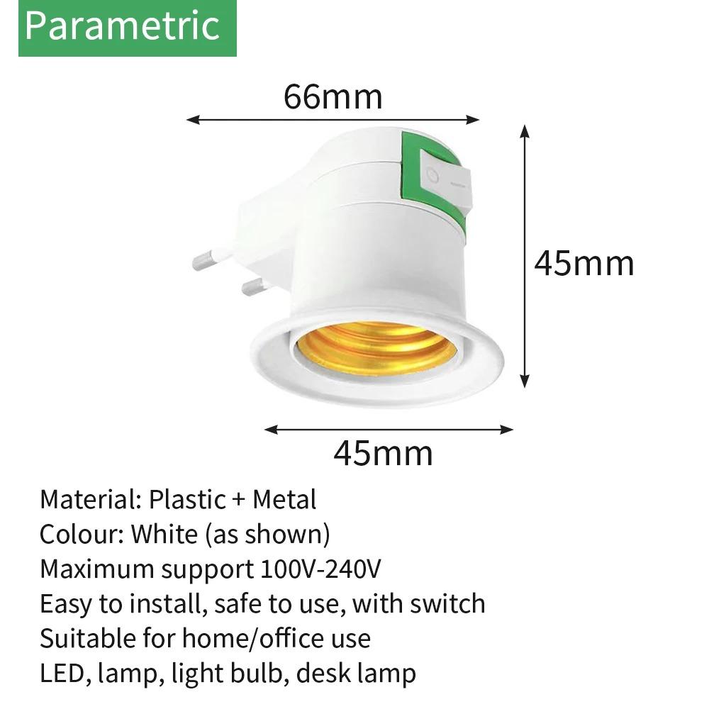 1/10PCS E27 Lamp Socket Adapter with Switch EU Plug Plastic Standard Screw-in Socket Outlet Converter Bulbs for Home