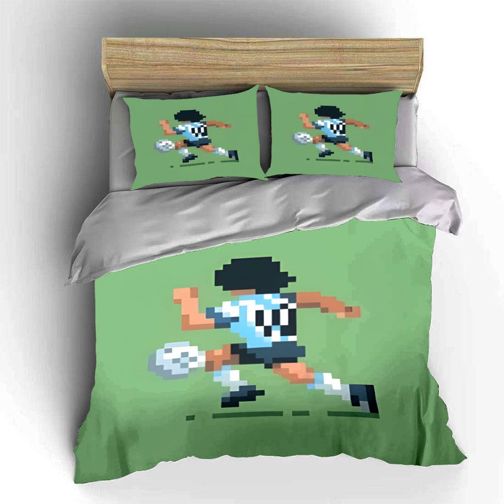 Pixeliger Fußballspieler-Design. Bettwäsche-Sets Bettbezug-Sets Bettbezüge Kissenbezüge(1 * Bettbezug 2 * Kissenbezüge ohne Bettdecke)