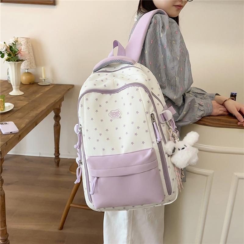 Color Block Women's Backpack Student's Lightweight Commuter Schoolbag