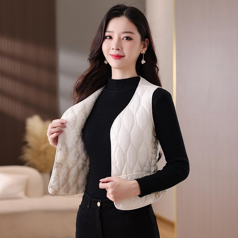 Autumn and Winter Down Cotton Vest Thickened New Velvet Light and Slim Liner Short Vest