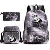 3 Piece School Backpack Set for Students Large Capacity Oxford Cloth Schoolbag with Shoulder Strap and Pencil Case