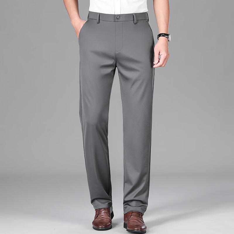 ROMON Men's Loose Fit High-Waist Straight Casual Pants