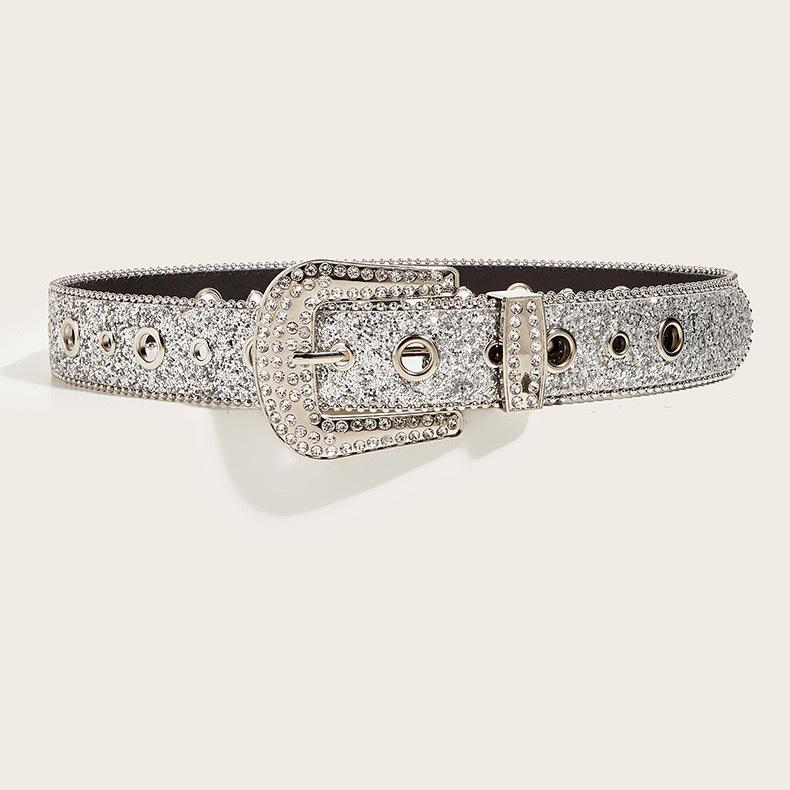 Edge Bead Wide Belt Women'S Style Belt Sequined Personalized Belt Women'S High-End Belt Women'S