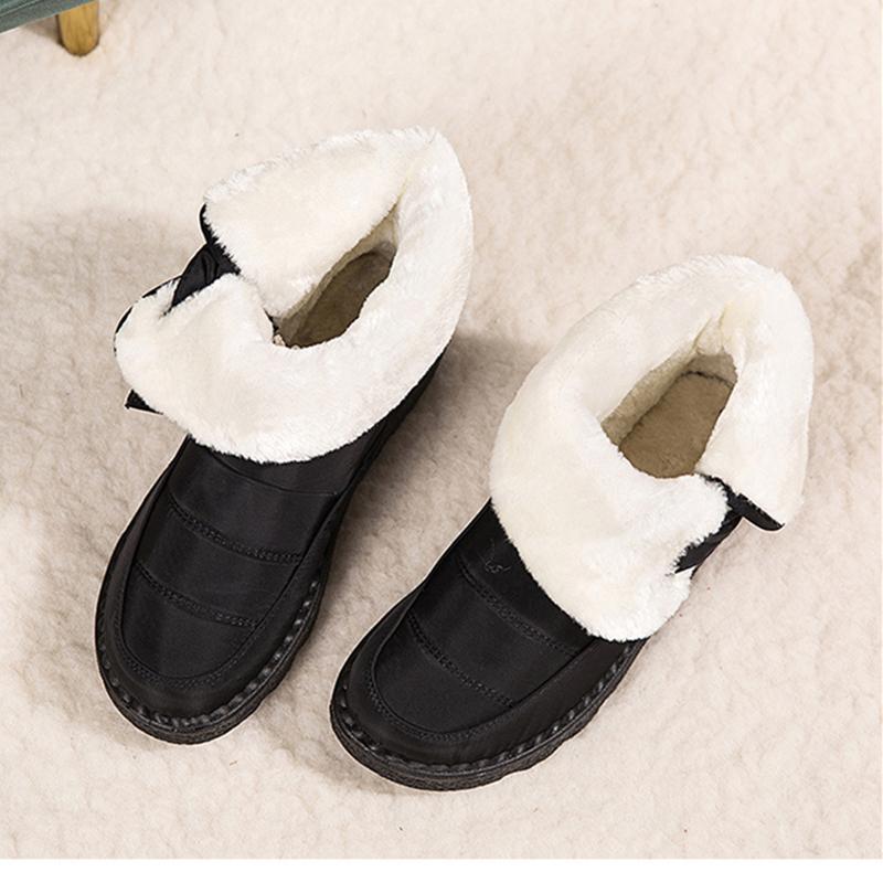 MAITA Warm Winter Snow Boots Fleece Lined Oxford Cloth Waterproof Boots Women Boots