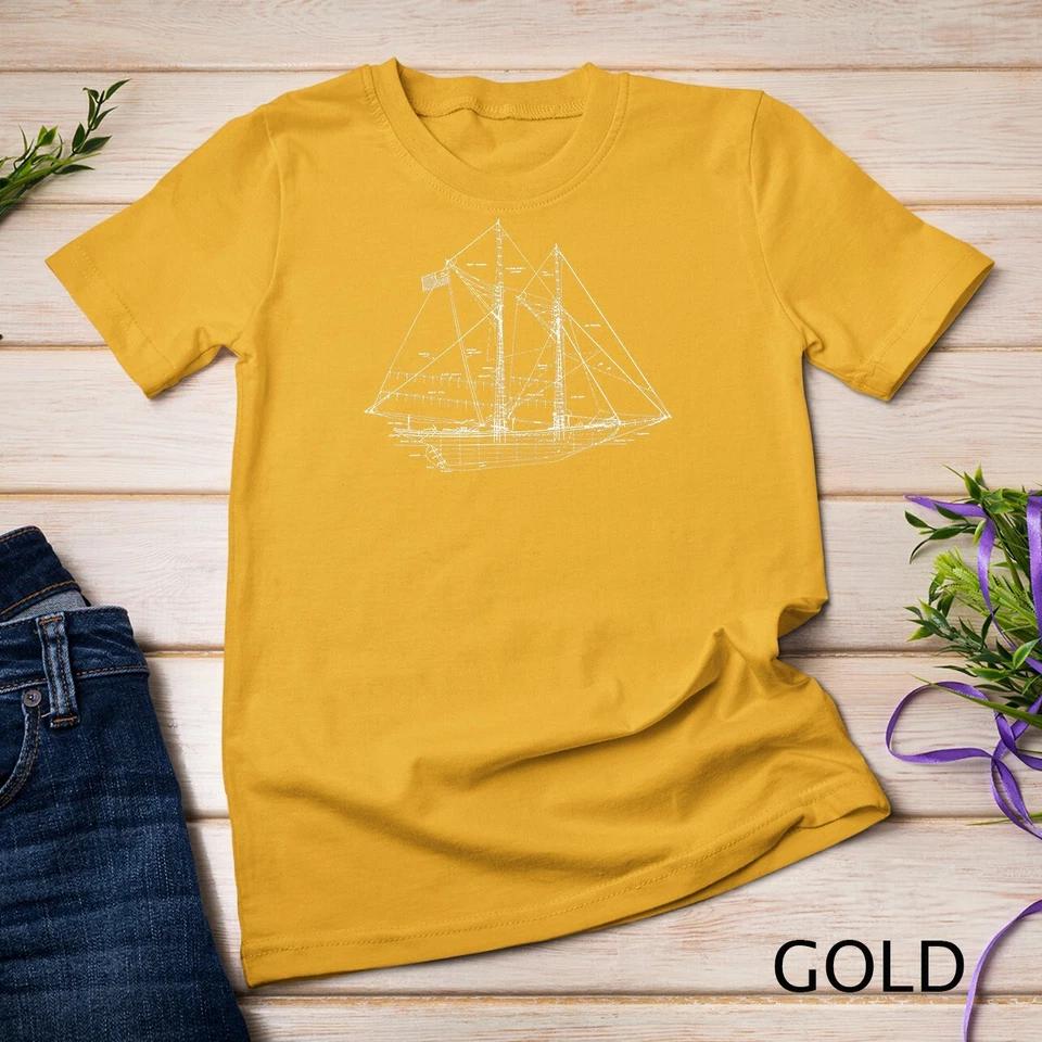 Sailboat Blueprint Vintage Retro Boating and Sailing Gift T-Shirt Unisex T-shirt 3 XL