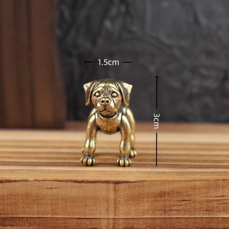 Mini Brass Puppy Statue Cute Dog Metal Sculpture Wolfdog Poodle Hound Pet Figurine Home Decoration Desktop Cabinet Ornaments