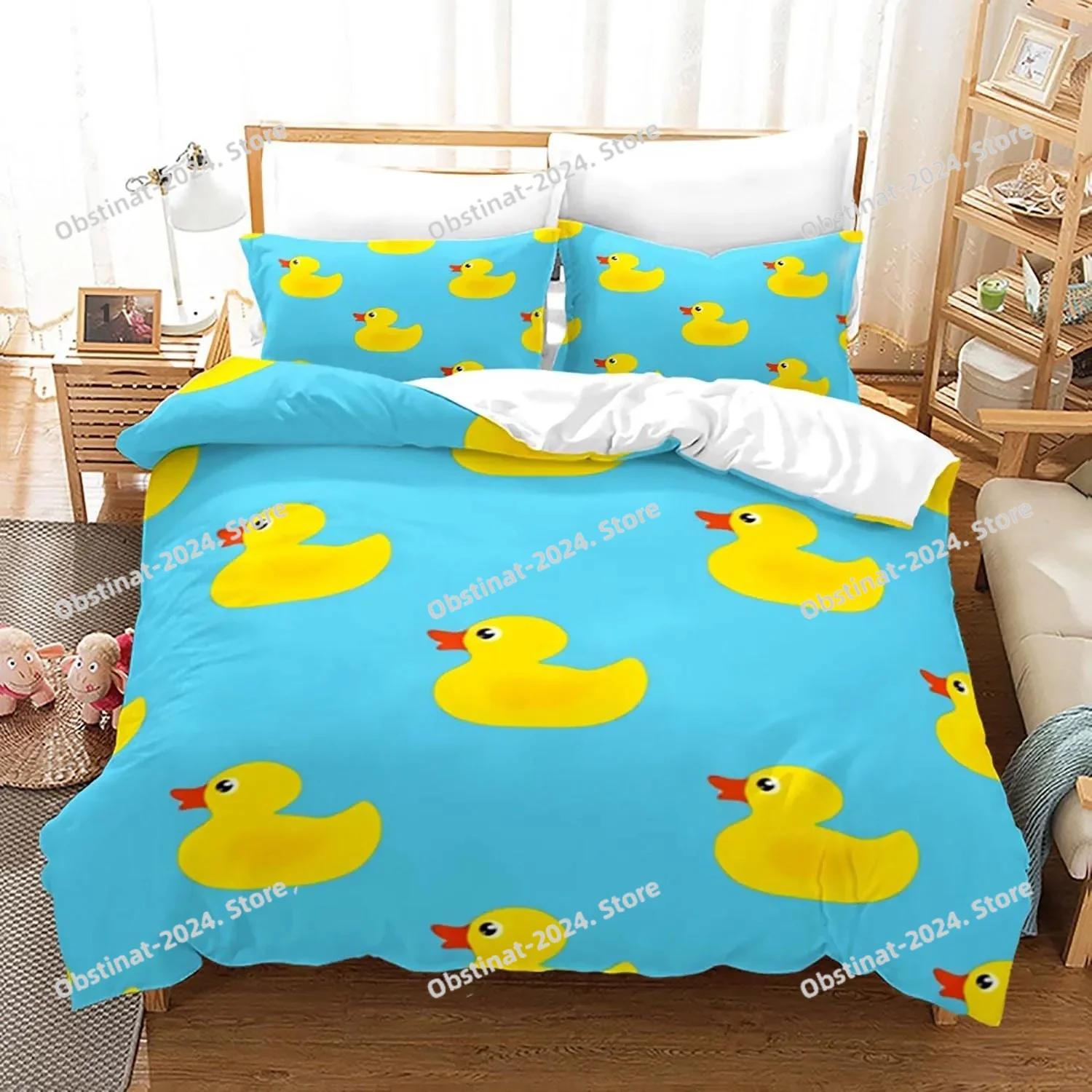 

Comforter Top Cute Yellow Duck Bedding Set Single Twin Full Queen King Size Little Duck Bed Set For Aldult Kid Bedroom s Comforter (quilt)-EU Single(135*200cm)3pcs