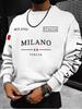 Moletom Gola Redonda Preto Estampa Bandeira Italiana e Texto Casual Esportivo