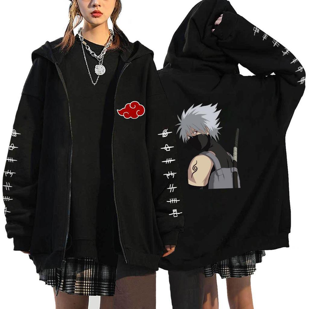 Naruto Men's Cardigan Hooded Sweatshirt Uchiha Itachi Anime Men Women Streetwear Harajuku Akatsuki Hoodies Sweatshirt Clothes