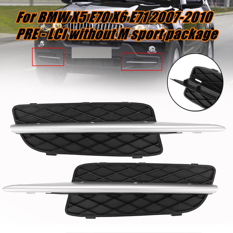 1/2PCS Front Grille Ert Trim For BMW X5 E70 X6 E71 2007-2010 Cover Frame In Racing Grills Front Bumper Fog Light Grille
