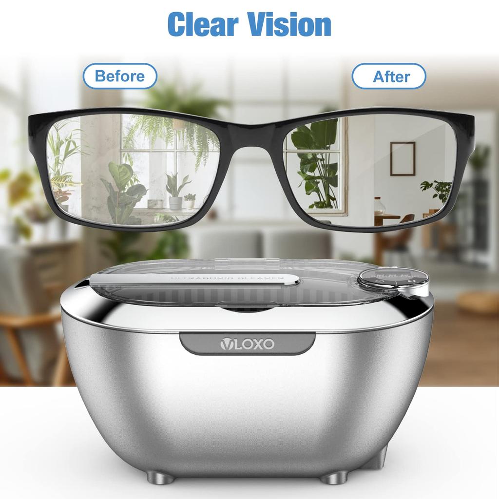 VLOXO Ultrasonic for Precious Precision and Shavers Cleaner, Compact, 750ml, Glasses, Watches, Metals, Parts, Accessories,