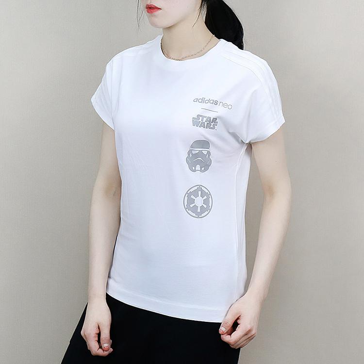 Adidas Neo Casual Sports Versatile Round Neck Pullover Short Sleeve Raglan T-Shirt Women T-Shirts White CV9609
