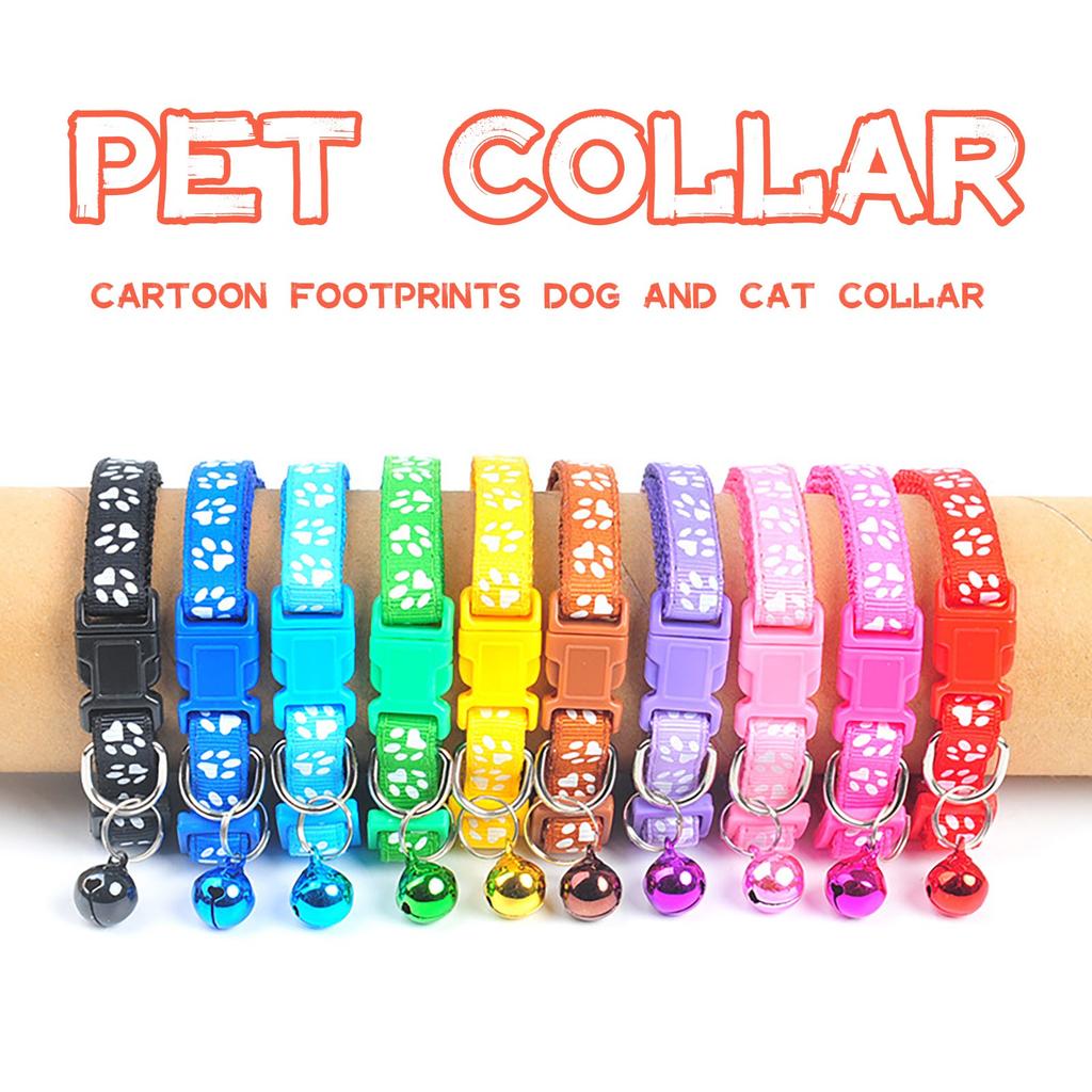 Fashion cute bell pet collar Teddy Pomeranian dog cartoon footprints collar