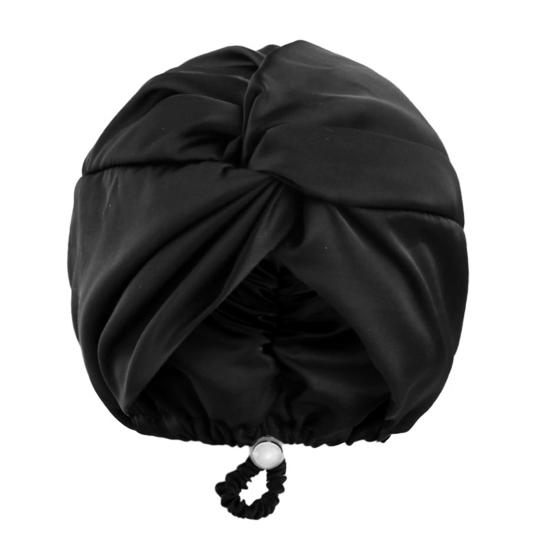 Hair Care Hat Adjustable Telescopic Double Layer Satin Shower Cap Knotted Design Waterproof Hair Bonnet