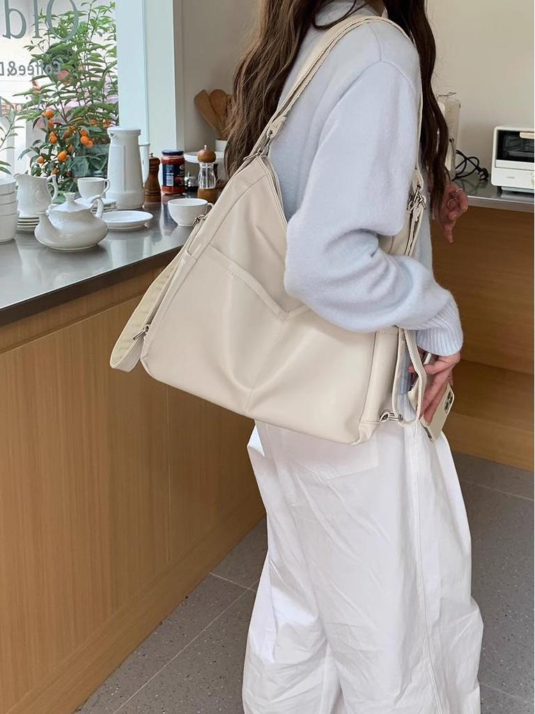 Spring 2025 Women's Large Capacity Leather Tote: Versatile Handbag, Backpack & Crossbody