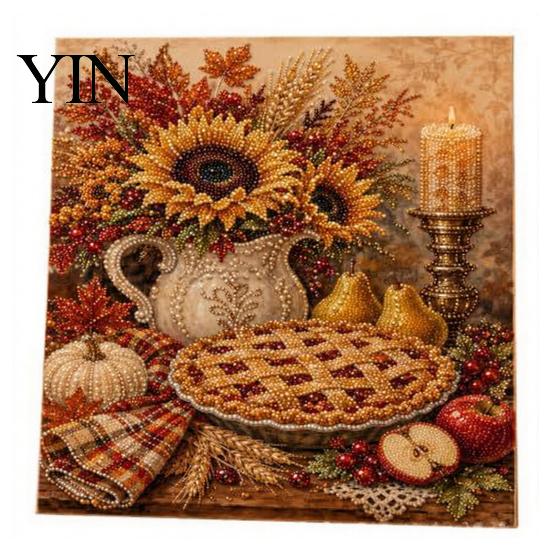 Fall Home Decor Crafts Autumn Faux Pearl Painting Kit, DIY Pumpkin Turkey Art Easy Craft Kits for Kids Sunflower 3D Wall Kit Handmade Harvest Season