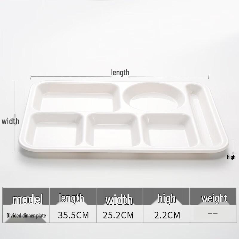 Ru Han Melamine 6-Compartment Rectangular Lunch Tray