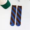 Diagonal Striped Personalized Hole Socks for Women, Mid-calf Socks, Cotton Spring Sweat-absorbing Striped Thigh-high Socks