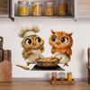 Cartoon Chef Owl Kitchen Dining Room Home Wall Background Beautification and Decoration Stickers
