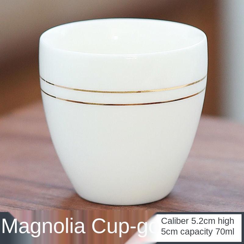 Skopový tuk Jade bílý porcelánový čajový šálek Čínský čajový set kung-fu Keramický mistrovský šálek obrys ve zlatém šálku pro domácnost voda