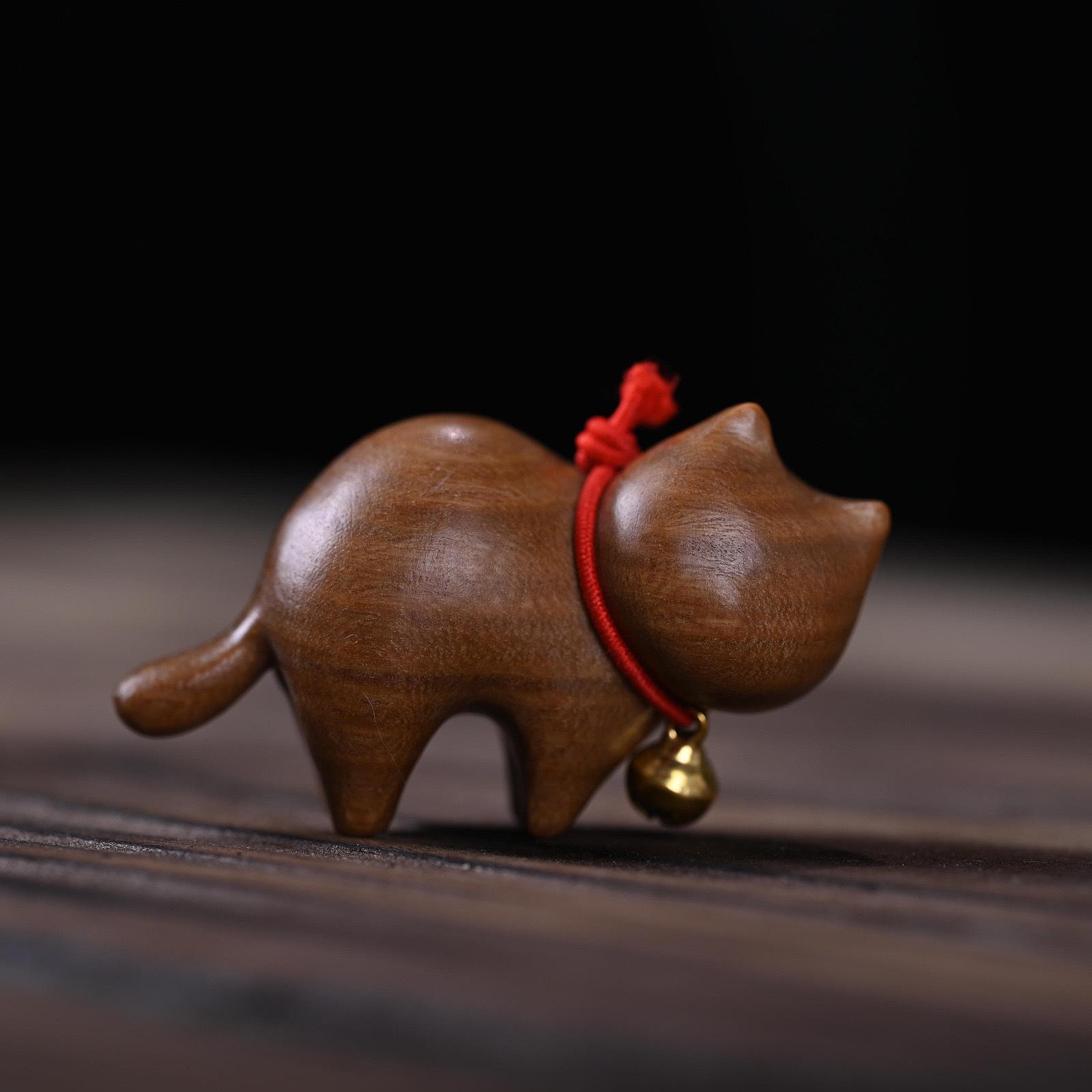 

Украшение «Любопытный котенок» из сандалового дерева: Милая, Креативная Мини Деревянная Фигурка Животного - Очаровательный Карманный Подарок