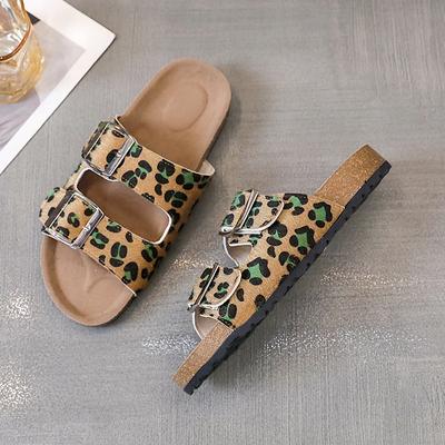 Leopard Women Slippers Open Toe Beach Sandals Summer Platform Flats Slingback Shoes 2024 Walking Casual Flip Flops Femme Slides