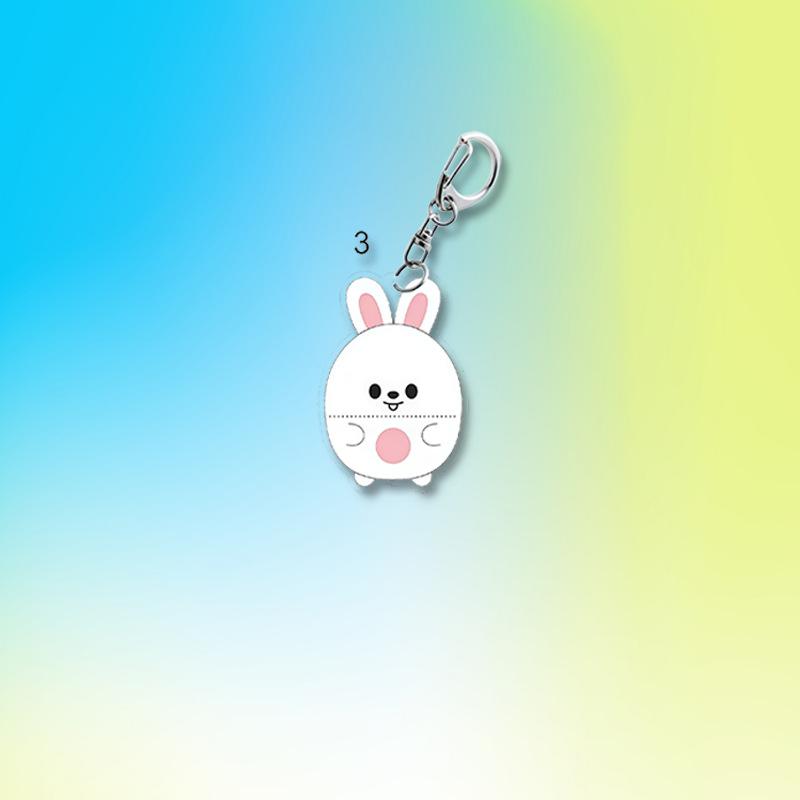 Stray Kids Acrylic Keychain with Lightstick Charm, Cute Sitting Cartoon Characters Bag Pendant, STAY Fans Kpop Accessory