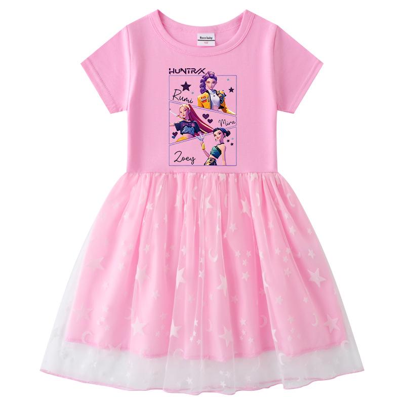 Vestido de Princesa de Manga Larga con Lentejuelas Arcoíris Kpop Demon Slayer para Niñas