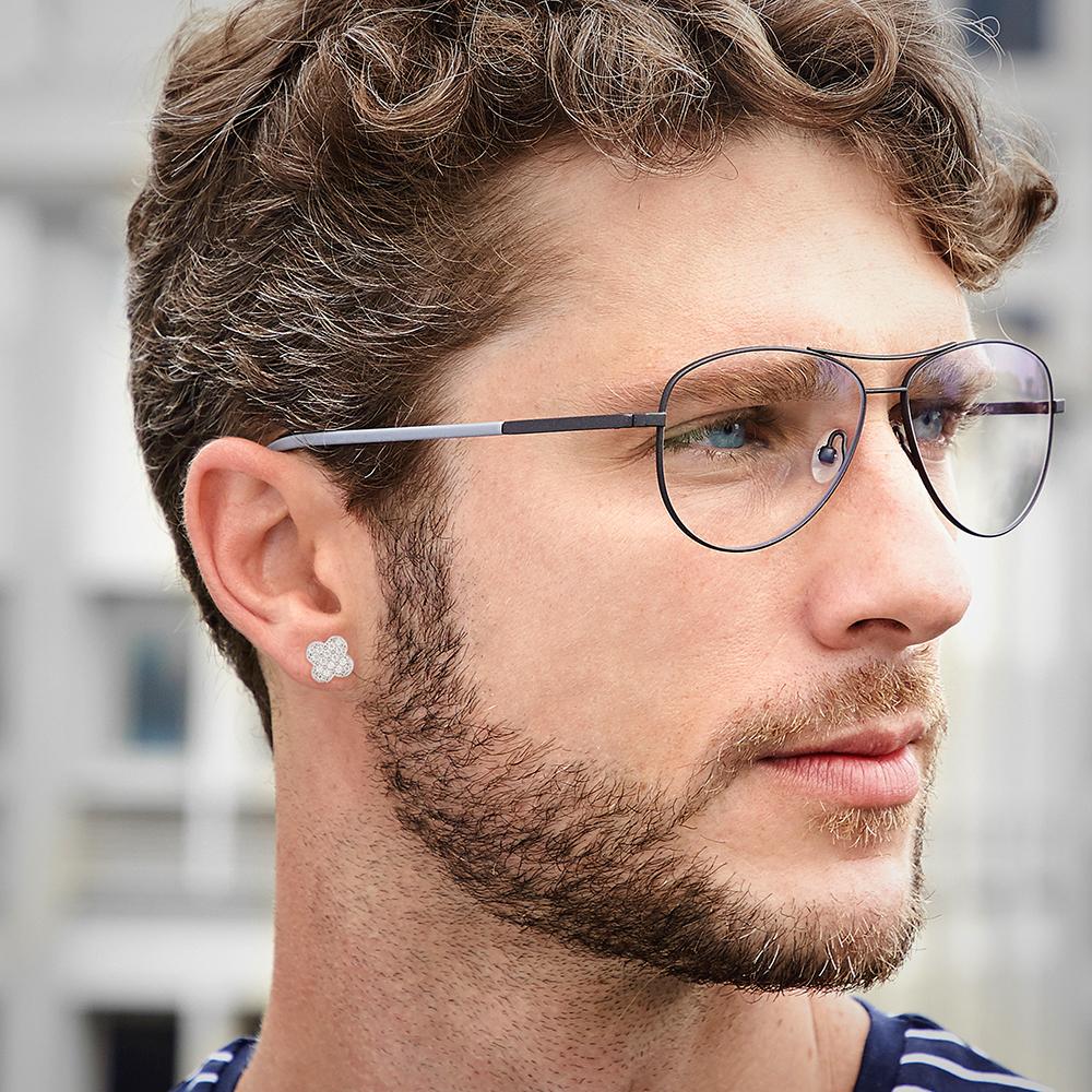 Moissanit Vierblättriges Kleeblatt 925 Sterlingsilber Schraubverschluss Ohrstecker