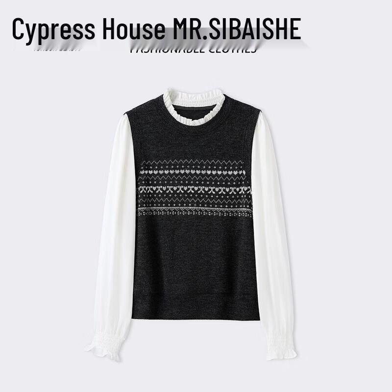 Silkbay Women s Round Neck Color Block Long Sleeve Pullover Blouse XL