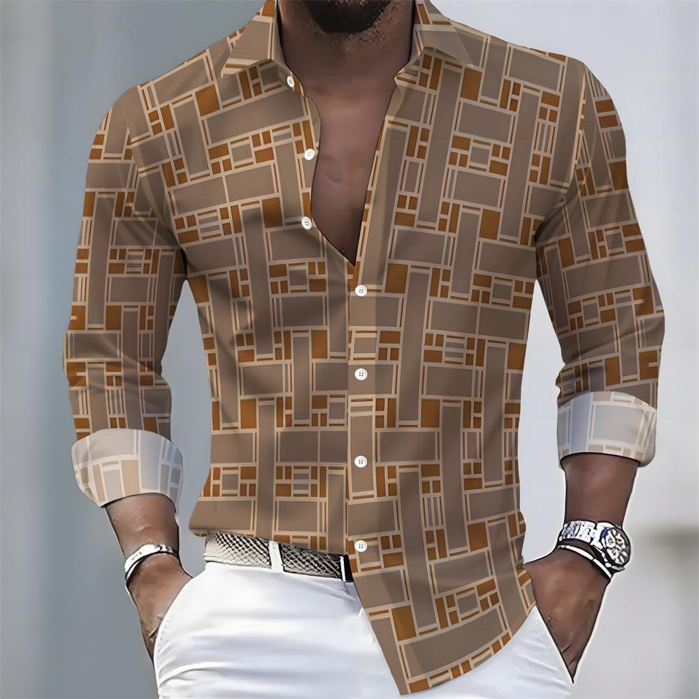 Men's Striped Long-Sleeved Shirt - Stylish, Business Casual, and Comfortable Men's Top, Suitable for Various Occasions.