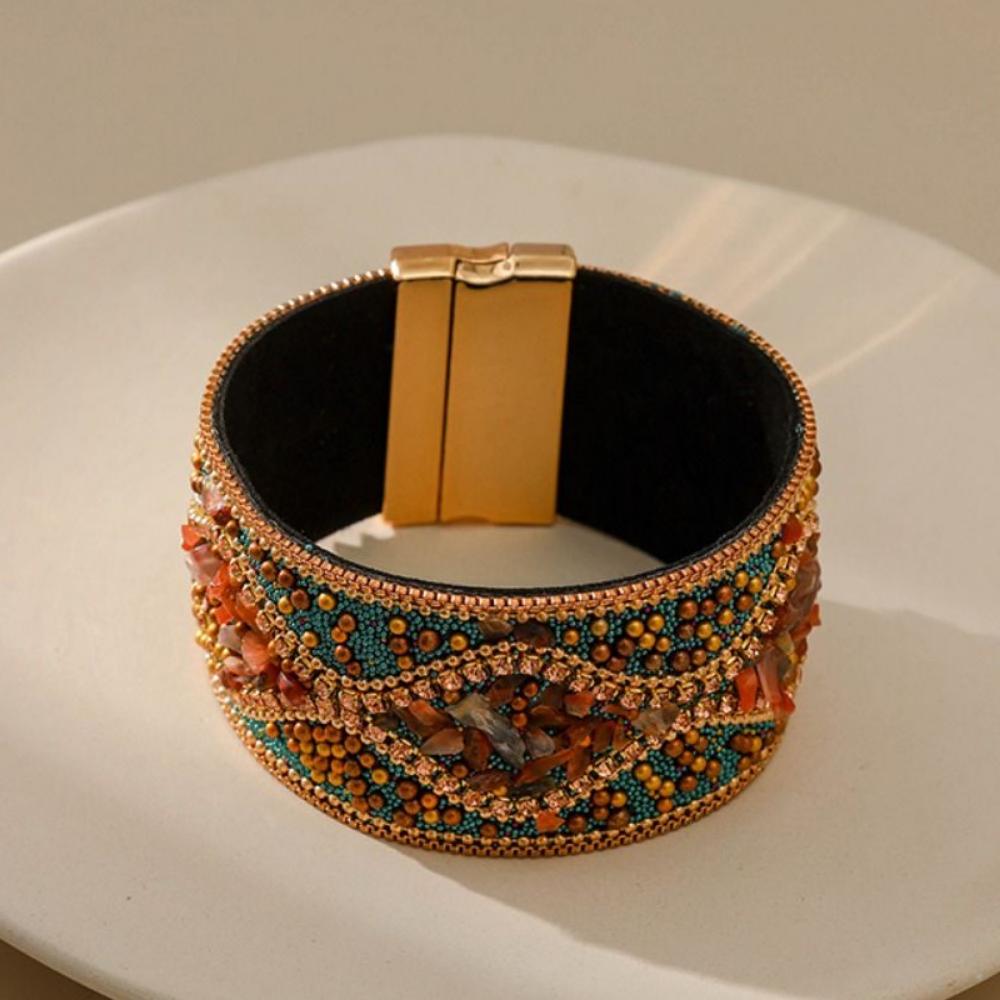 Böhmisches Magnetverschluss-Armband Ethnischer Stil Handgefertigt Damenarmreif Modeaccessoire