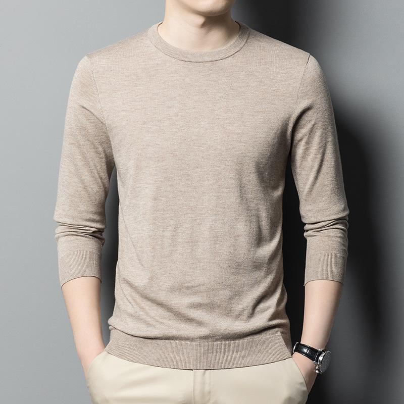 

Men s Autumn and Winter Thick Solid Color Men s Cardigan Men s Round Neck Casual Knitted Base Sweater Men M