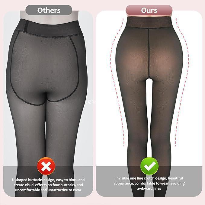 Cross-Border Sheer-Look Plus Size Fleece-Lined Women's Warm Tights
