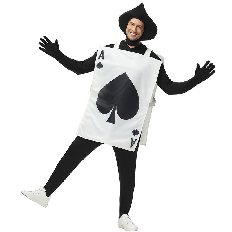 Costume da Giocatore di Carte da Poker Asso di Picche Cuori Genitore-Figlio Unisex Umorden per Bambini Bambino Adulto Tunica Cappello Completo