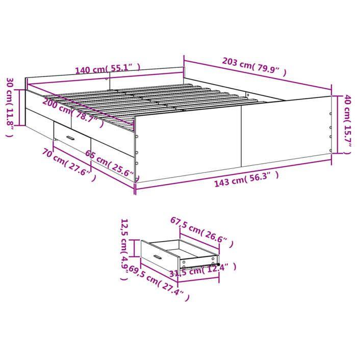 VidaXL Cadre de lit et tiroirs chêne sonoma 140x200 cm bois ingénierie, lit, lit de rangement, cadre de lit double, lit 3280295