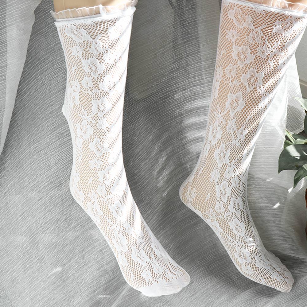 

Cute Girls Summer Women Flower Korean Mid Tube Stockings Lolita Socks Lace JK Socks
