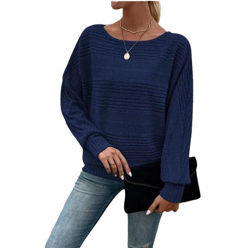 Women's Casual Long Sleeve Patchwork Pullover Sweater - Autumn/Winter Collection