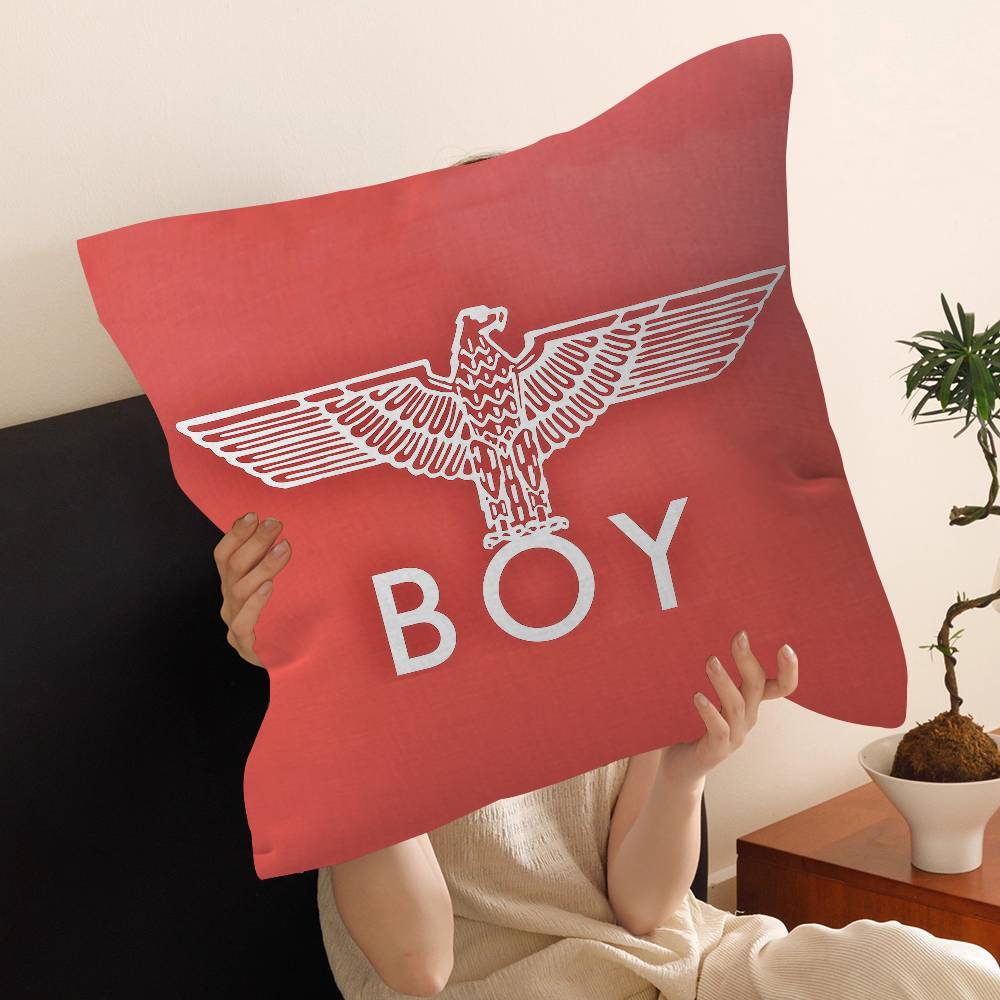 Classic B-Boy L-London Logo Pillow Covers Cartoon Sofa Decorative Home Double-Sided Printing Short Plush Cute Cushion Cover
