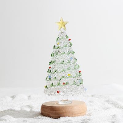 Yousheng Glas Weihnachtsbaum Mini Tisch-Weihnachtsbaum Figur mit Sternspitze für Winterferien Tisch Kaminsims Regal Heimdekoration